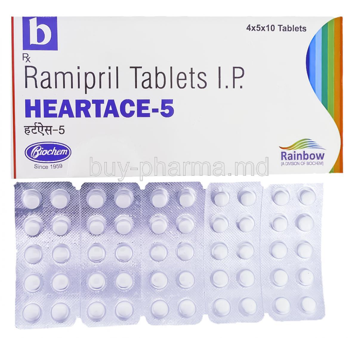 Heartace, Generic  Altace,  Ramipril 5mg (Biochem)