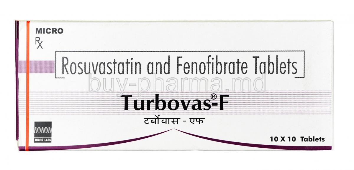 Turbovas-F, Fenofibrate 160mg / Rosuvastatin 10mg, Tablet, Box