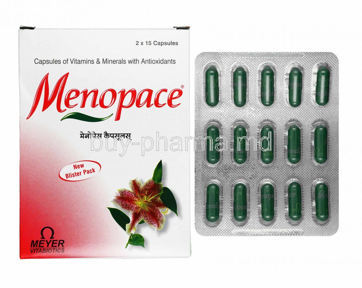 Menopace box and capsules