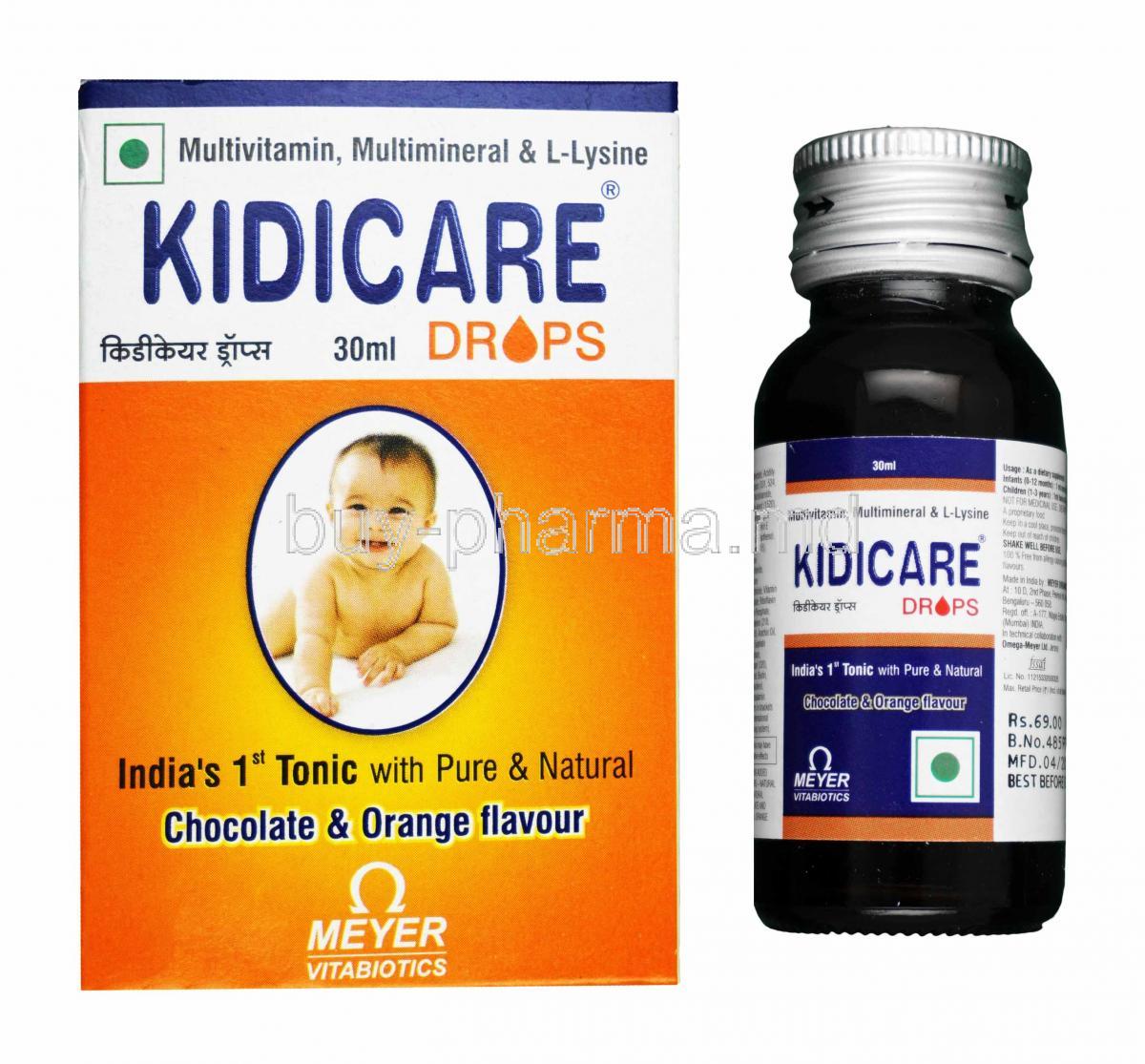 Kidicare Oral Drops box and bottle