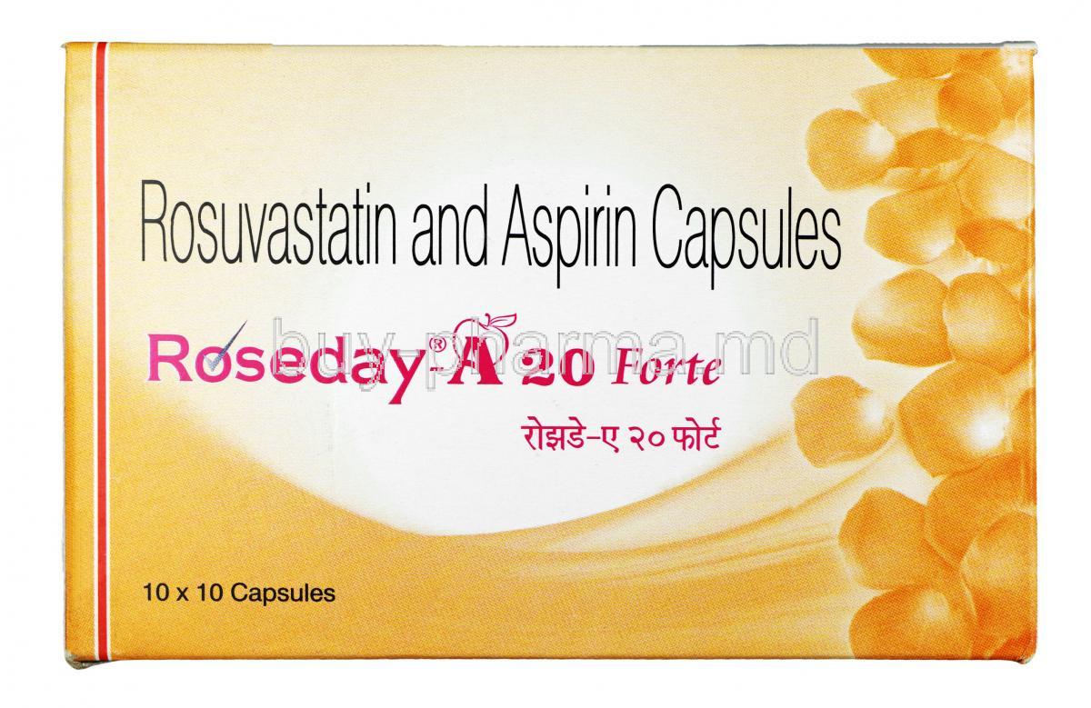 Roseday A Forte, Rosuvastatin 20mg / Aspirin 150mg, Capsule, Box