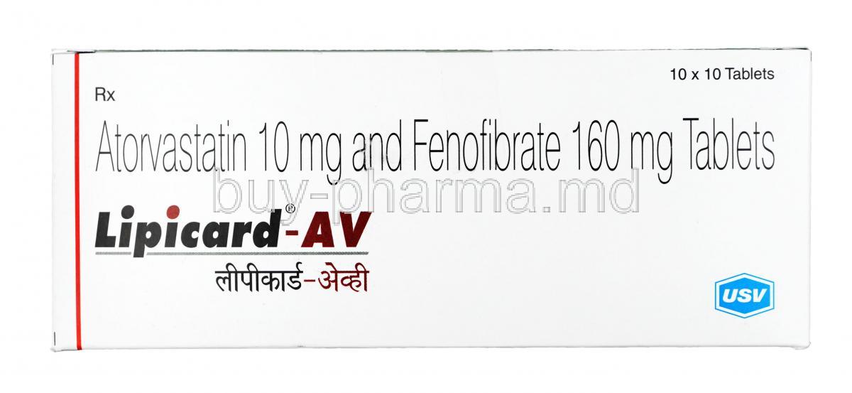 Lipicard-AV, Atorvastatin 10mg / Fenofibrate 160mg, Tablet, Box