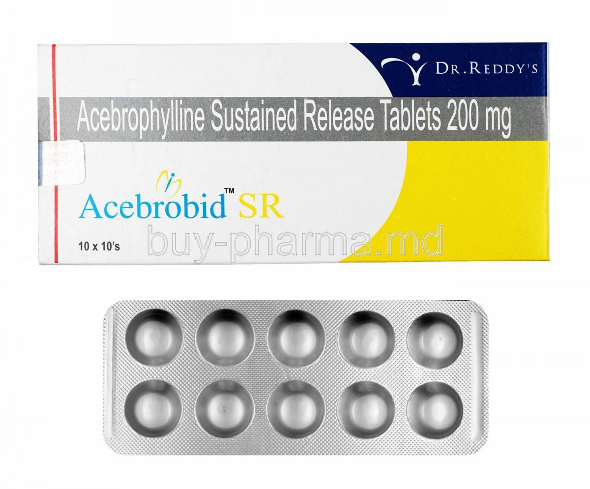Acebrobid SR, Acebrophylline 200mg box and tablets
