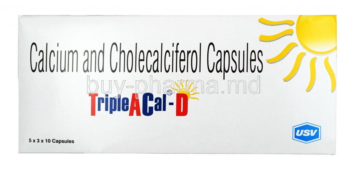 TripleACal-D, Calcium / Cholecalciferol, Tablet, Box