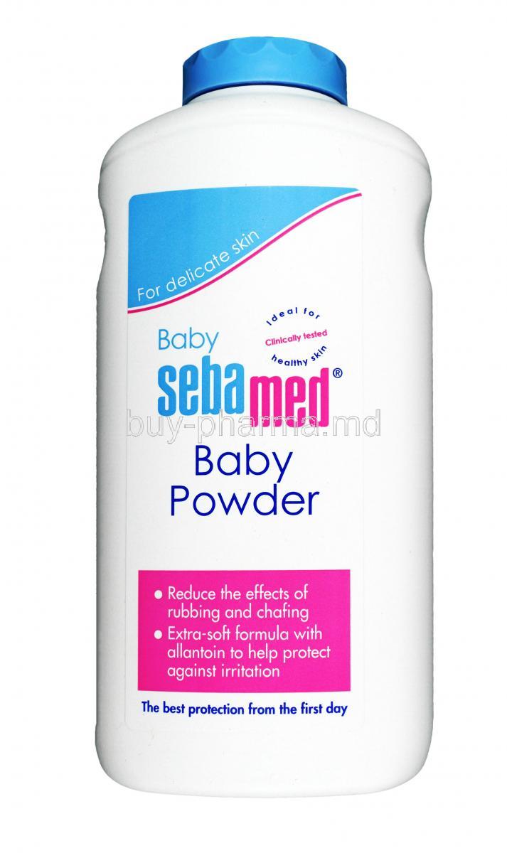 Sebamed Baby Powder, Talc / Micronized form of Titanium dioxide / Extracts of olive oil / Allantoin, Powder 200g, Bottle