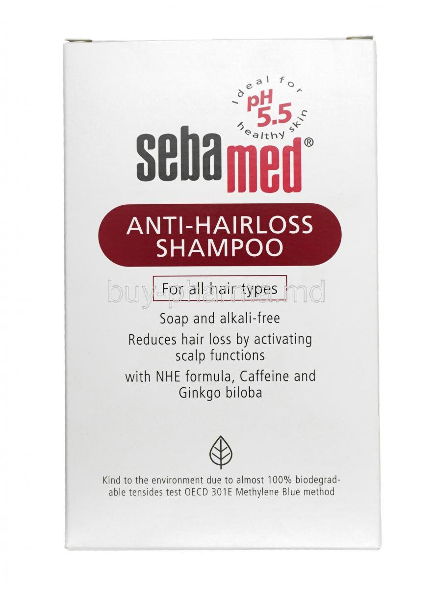 Sebamed Anti-Hairloss Shampoo, NHE (nicotinic acid hexyl ester) formula / Ginkgo Biloba and caffeine, Shampoo, 200ml, Box