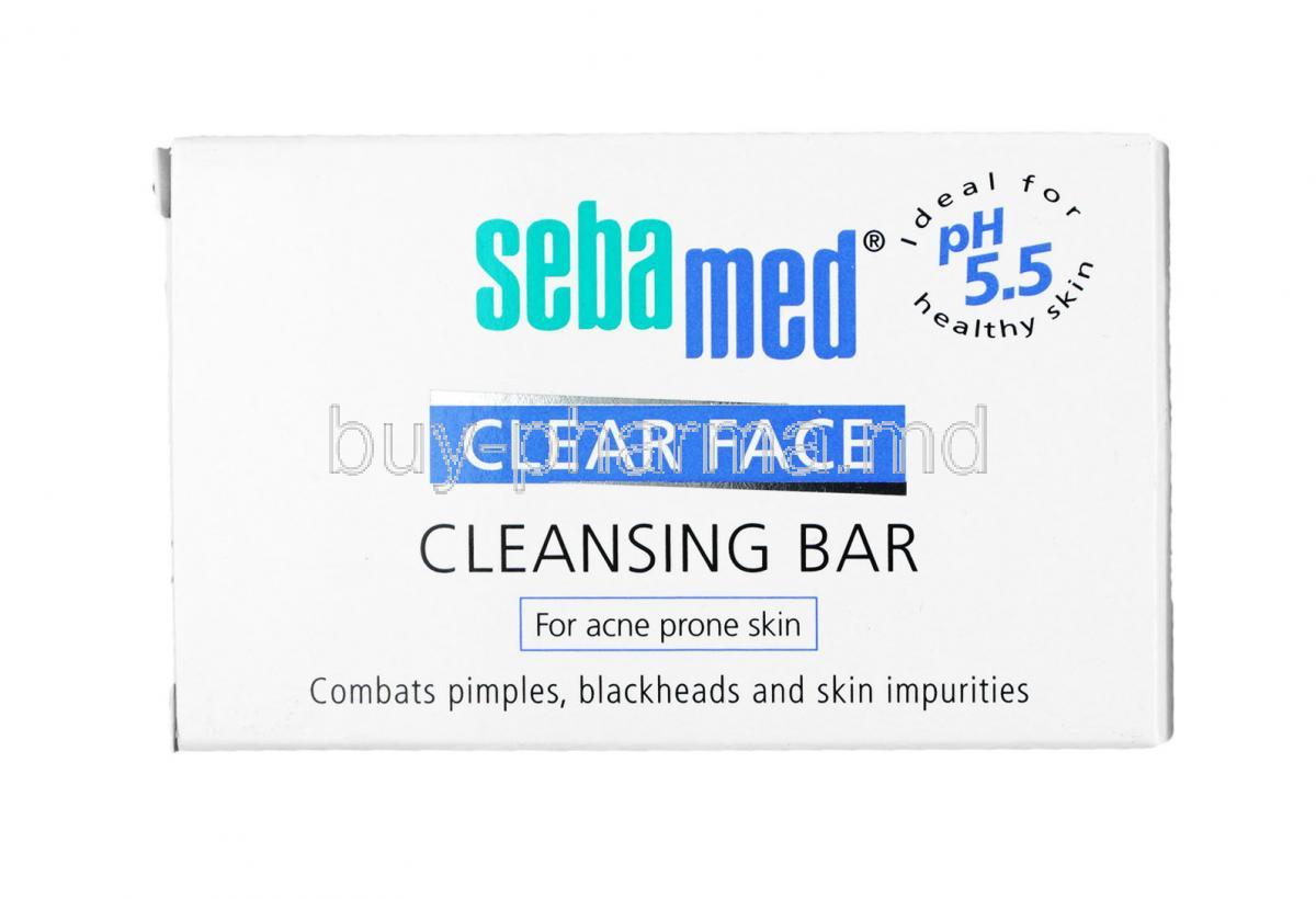 Sebamed Clear Face Cleansing Bar, Parfum and other skin care ingredients, Soap bar 100g, Box