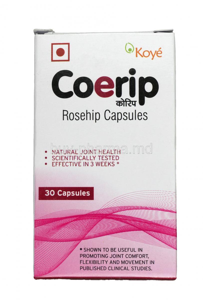 Coerip, a unique ingredient Rosehip Extract, Capsule, Box