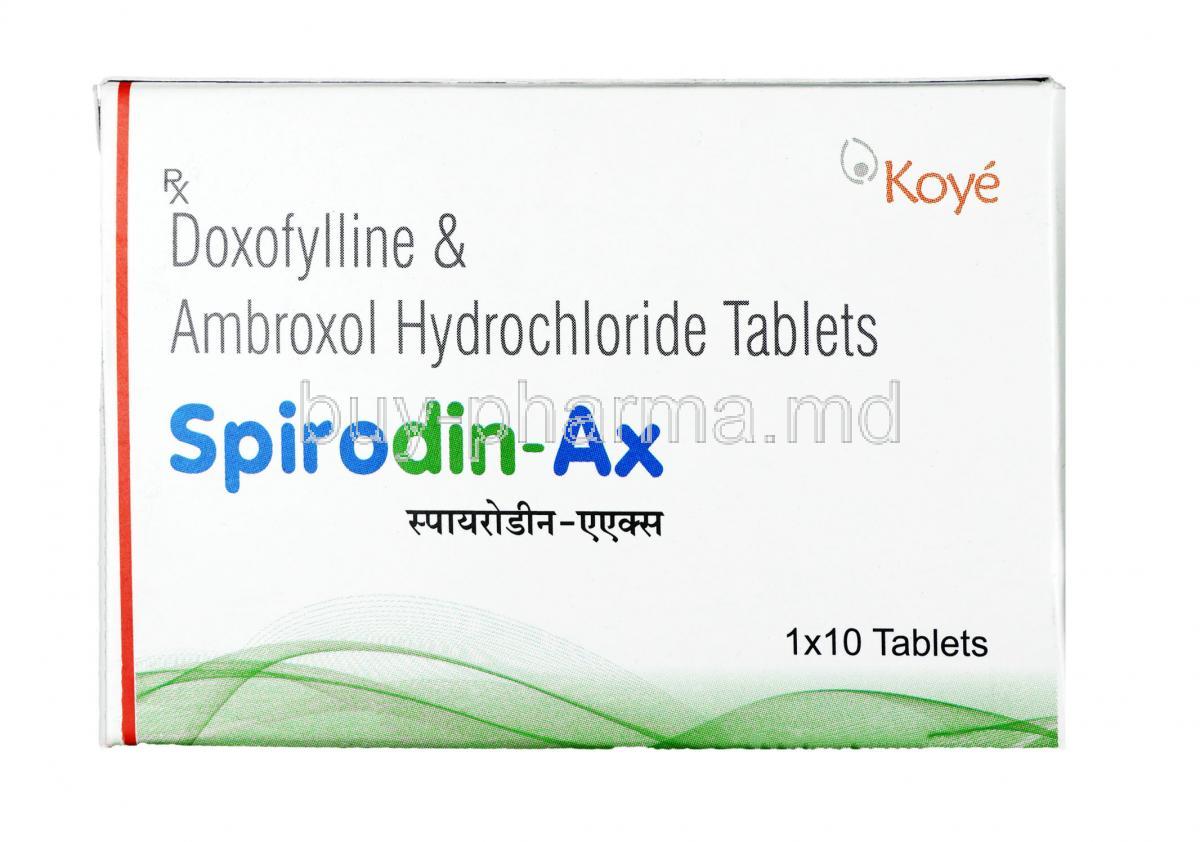 Spirodin AX, Doxofylline 400mg / Ambroxol 30mg, Tablet, Box