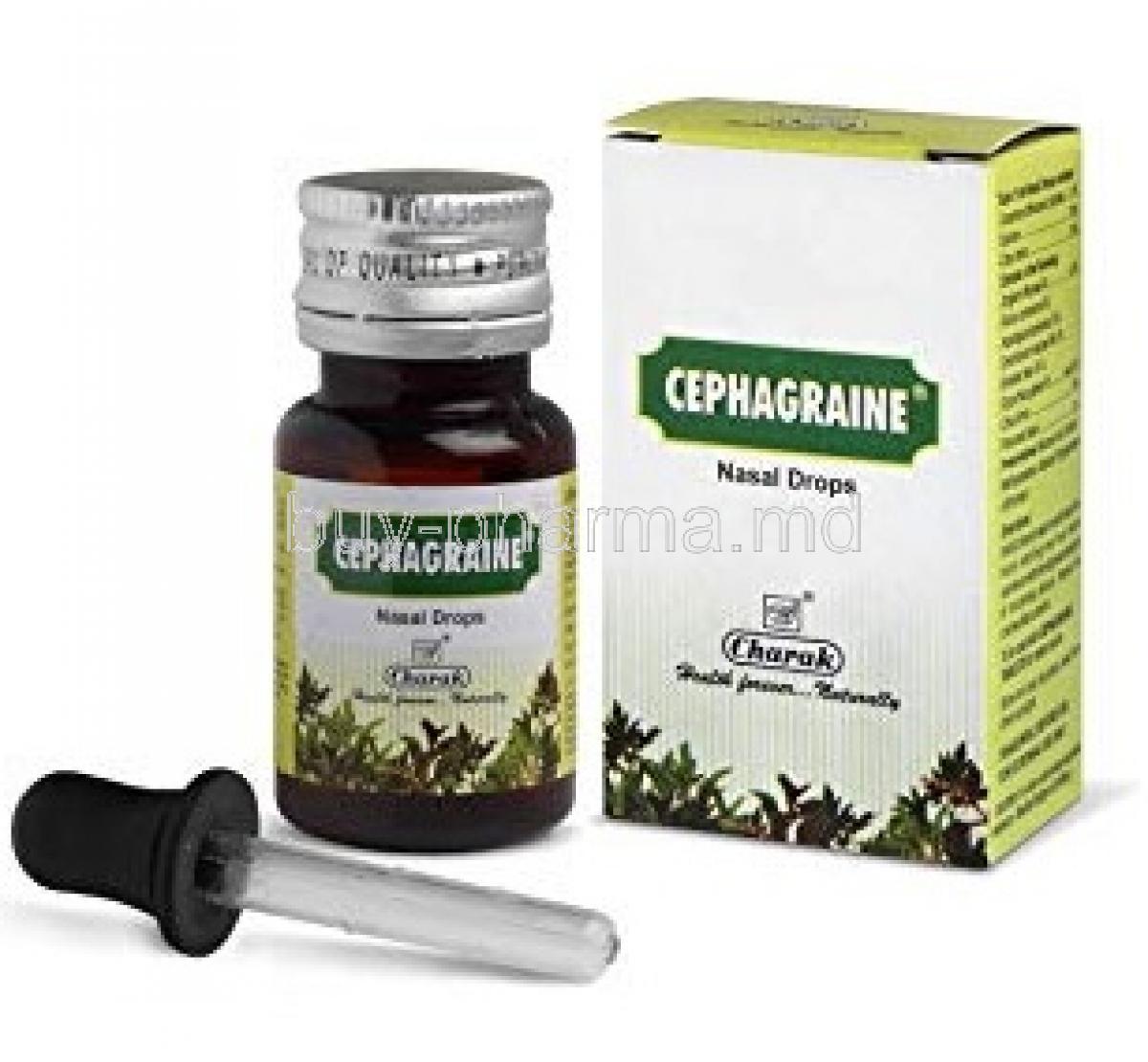 Cephagraine Nasal Drop box and bottle