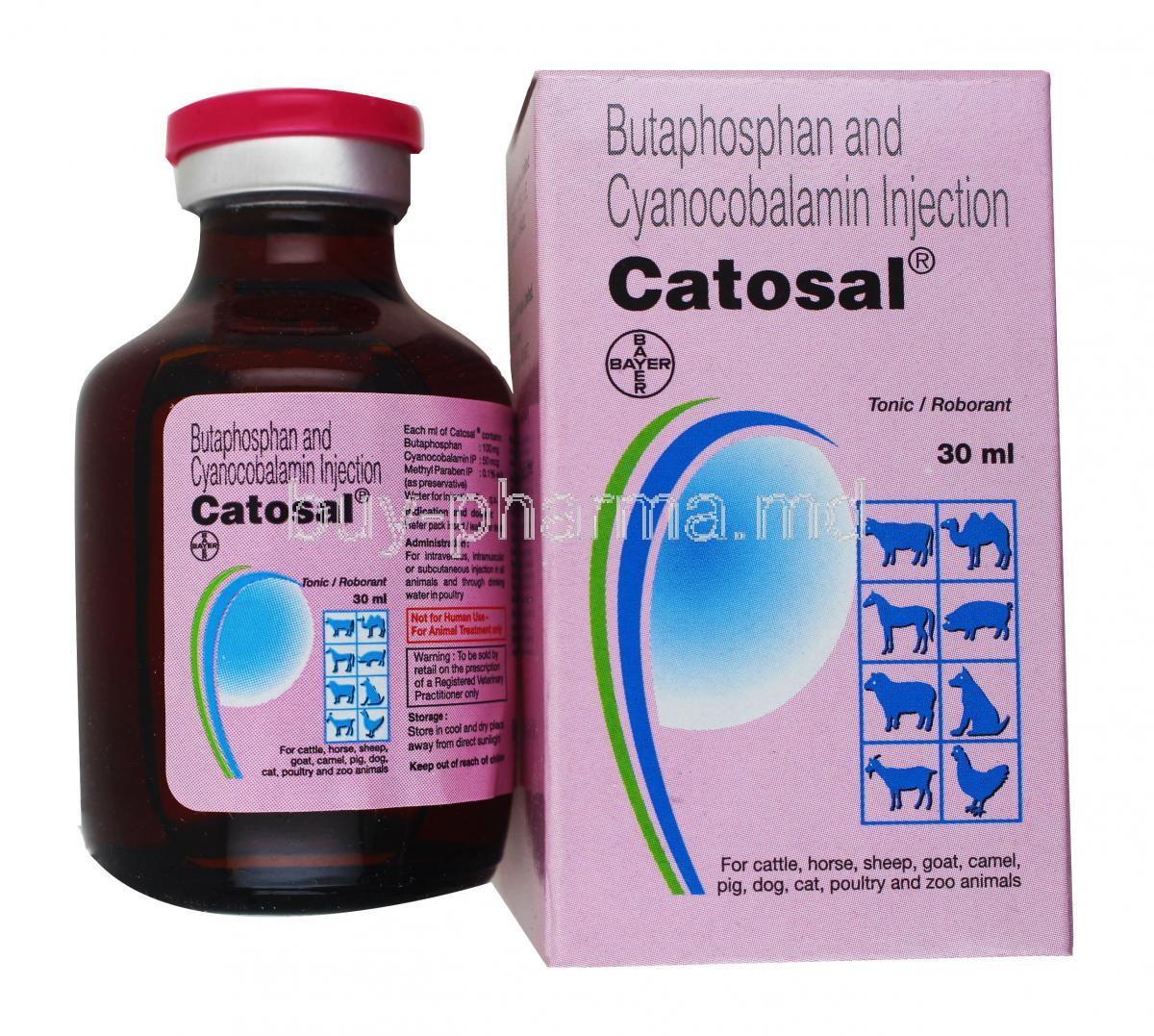 Catosal Injection for Animals, box and vial