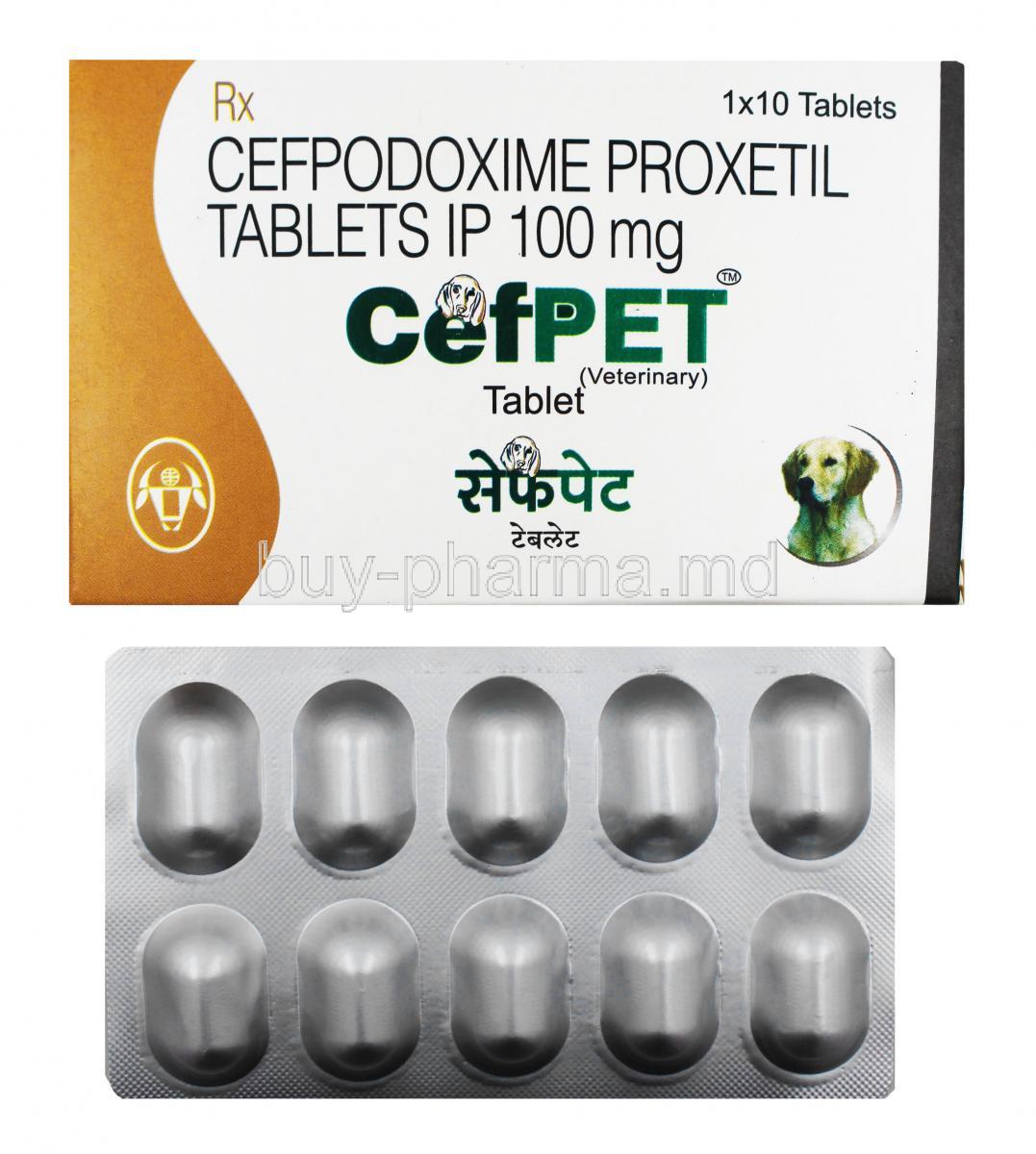 Cefpet for Pets 100mg box and tablets