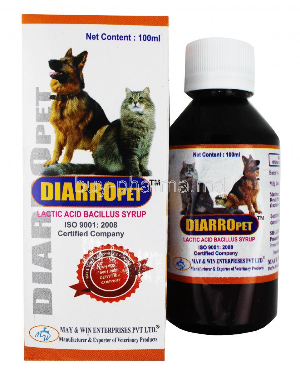 Diarro Pet Syrup for Dogs and Cats box and bottle