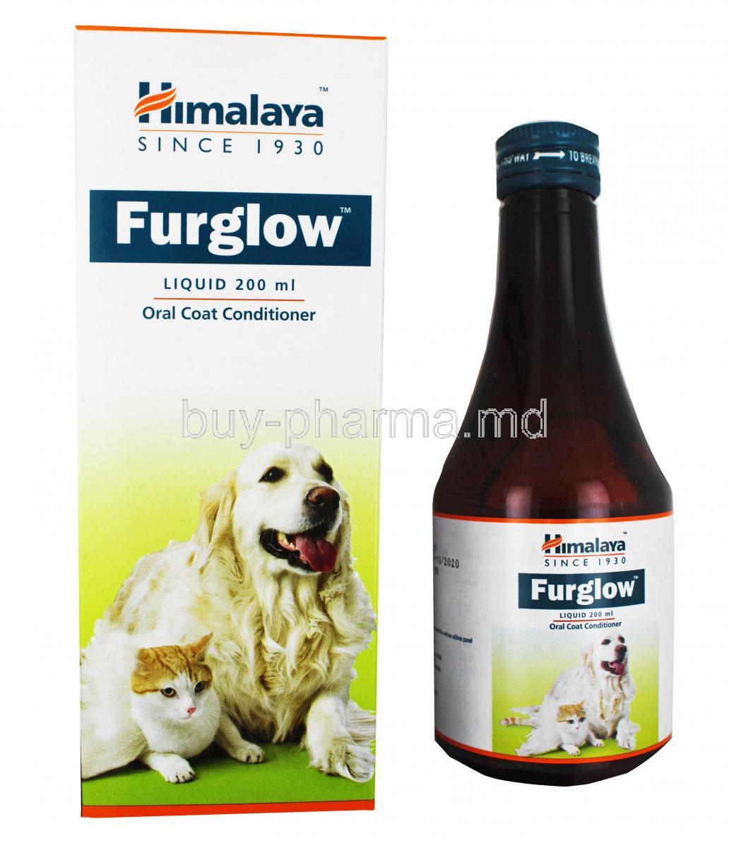 Furglow Oral Coat Conditioner for Pets box and bottle