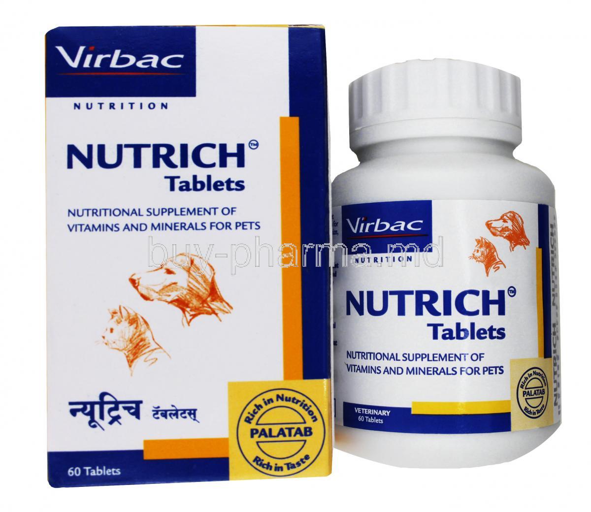 Nutrich, Tablet, Box and Bottle