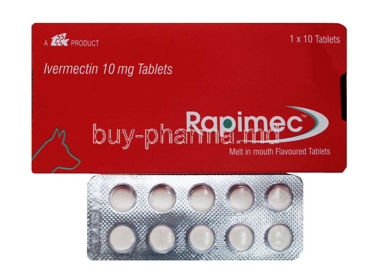 RAPIMEC, Ivermectin 10mg, Tablet,Box and Sheet