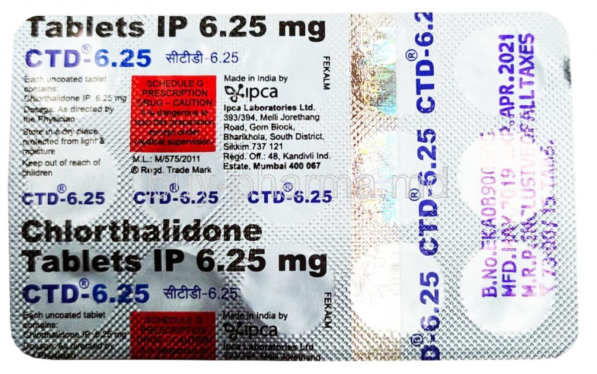Chlorthalidone , CTD 6.25mg, blister pack presentation