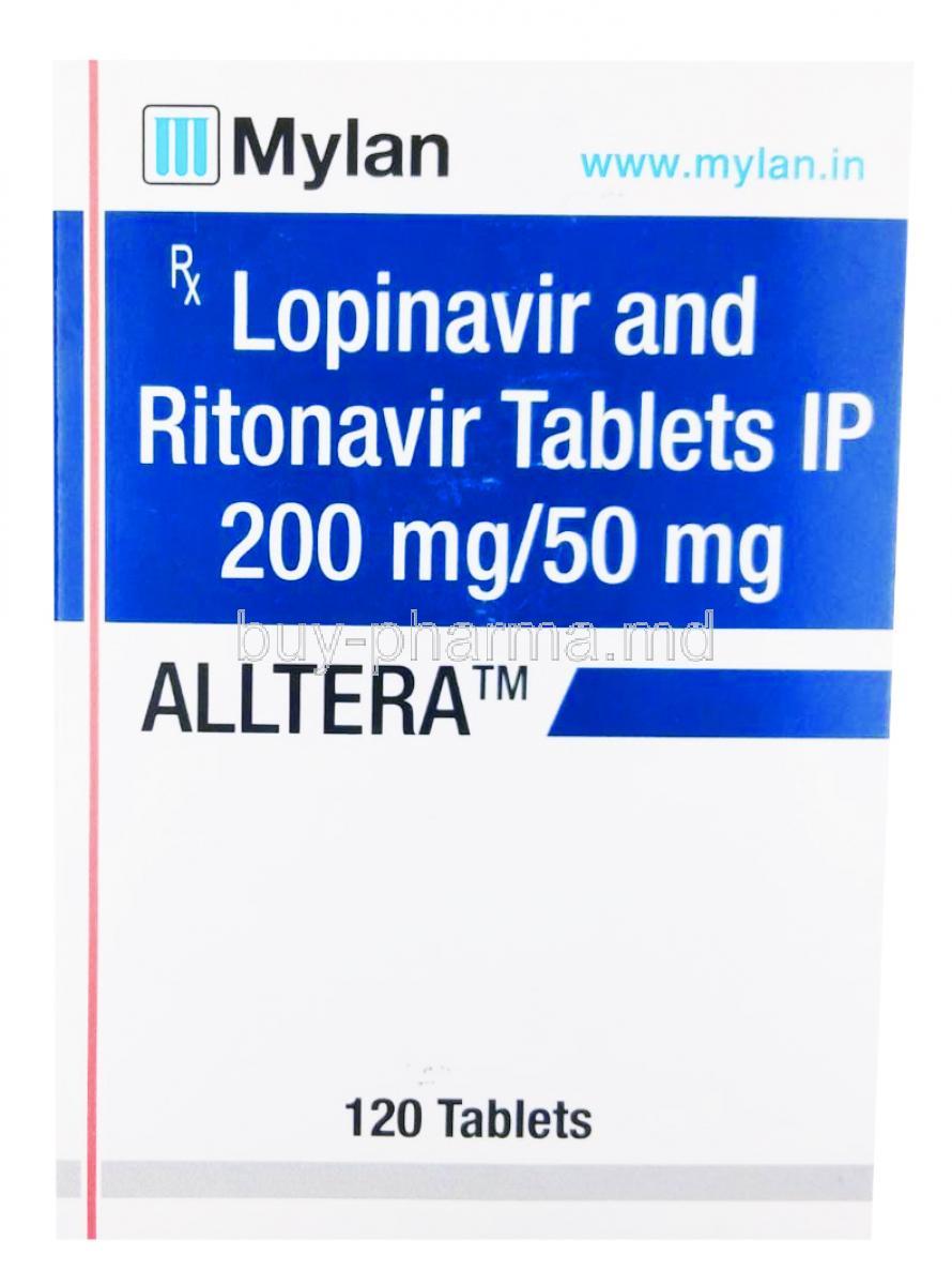 Alltera, Lopinavir 200mg/ Ritonavir 50mg, Mylan, box front presentation