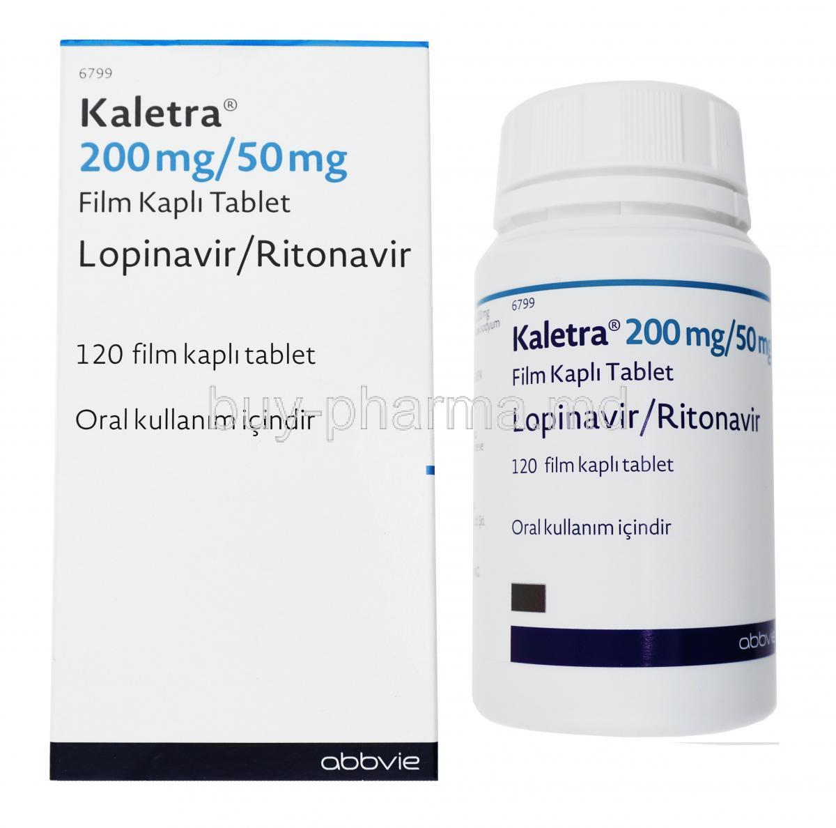 Kaletra, Lopinavir and Ritonavir box and bottle
