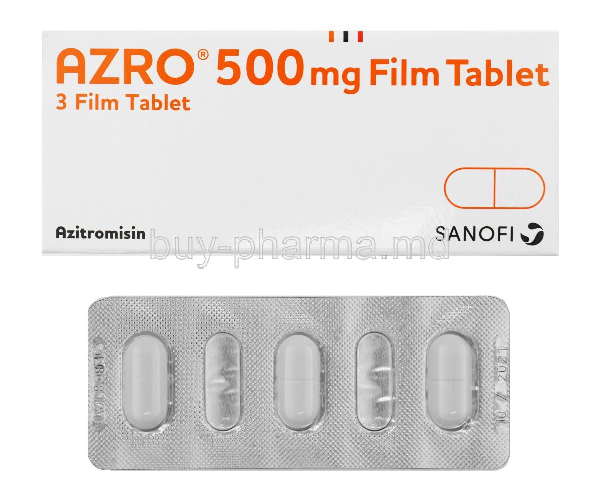 Azro, Azithromycin 500mg box and tablet