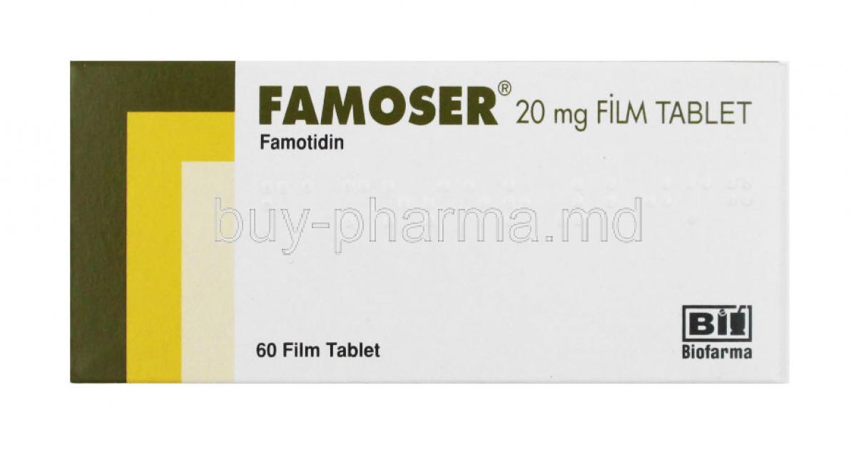 Famoser, Famotidine 20mg box front