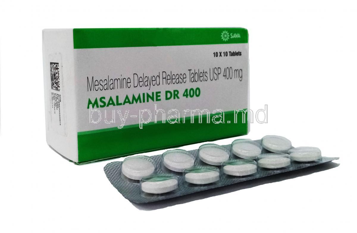 Mesalamine DR, 400 mg 100 tabs (DR) , Box, sheet