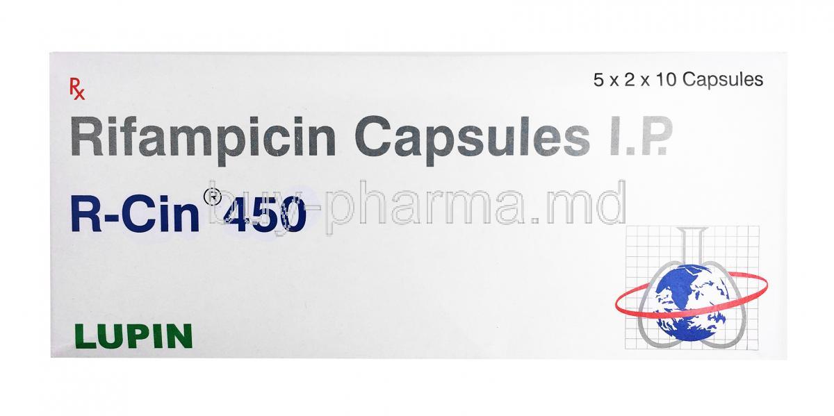 R-Cin, Rifampicin 450 mg box front
