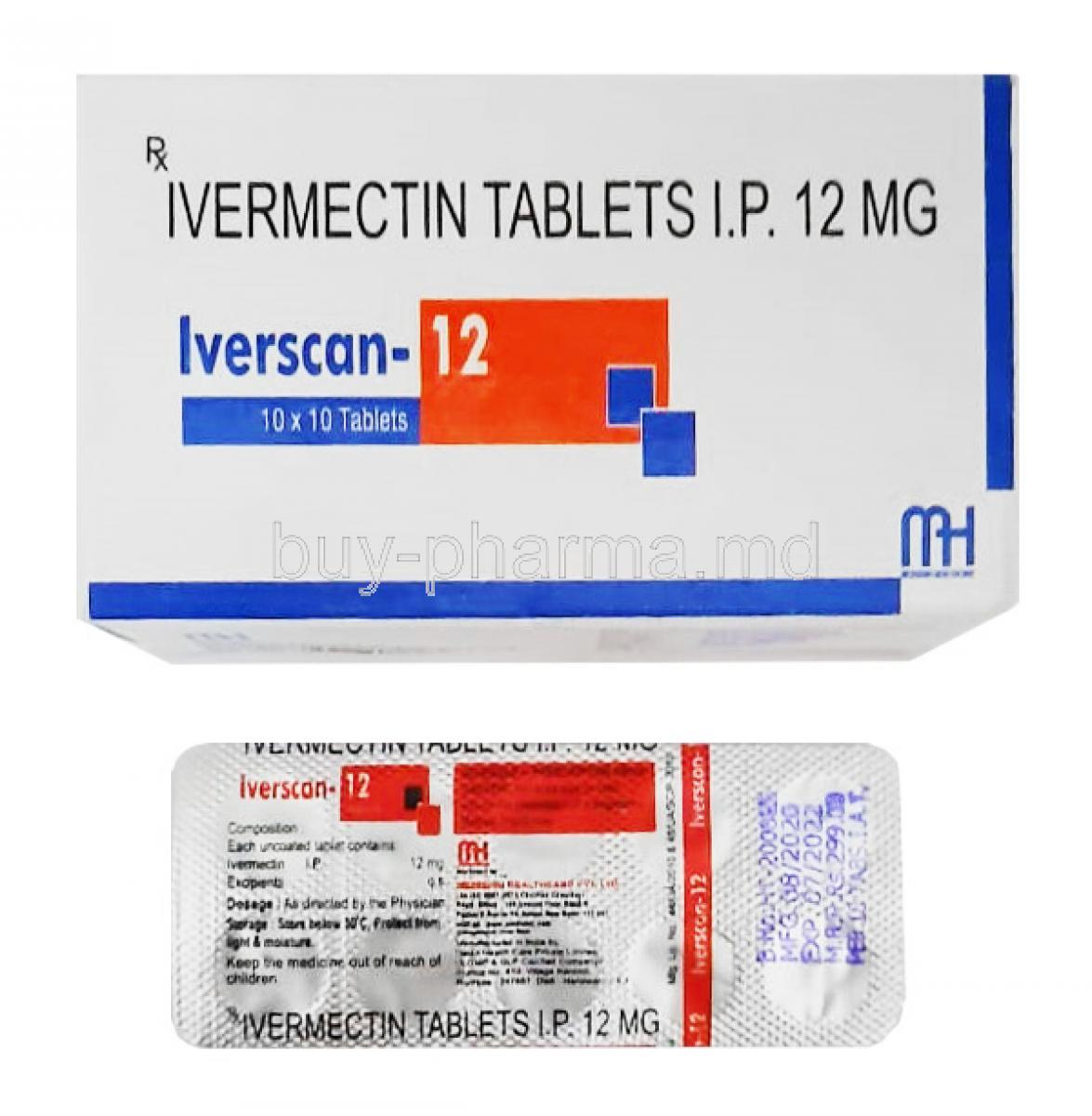 Iverscan, Ivermectin 12mg tablet back