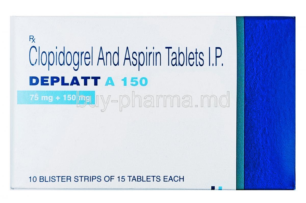 Deplatt A, Aspirin 150mg and Clopidogrel 75mg box