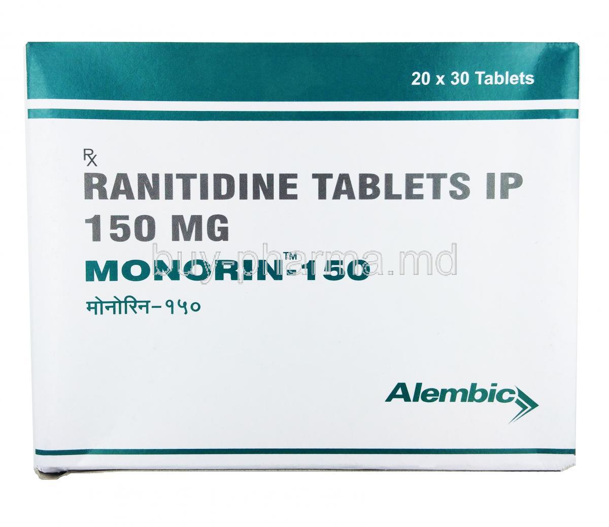 MONORIN 150, Ranitidine 150mg, Box