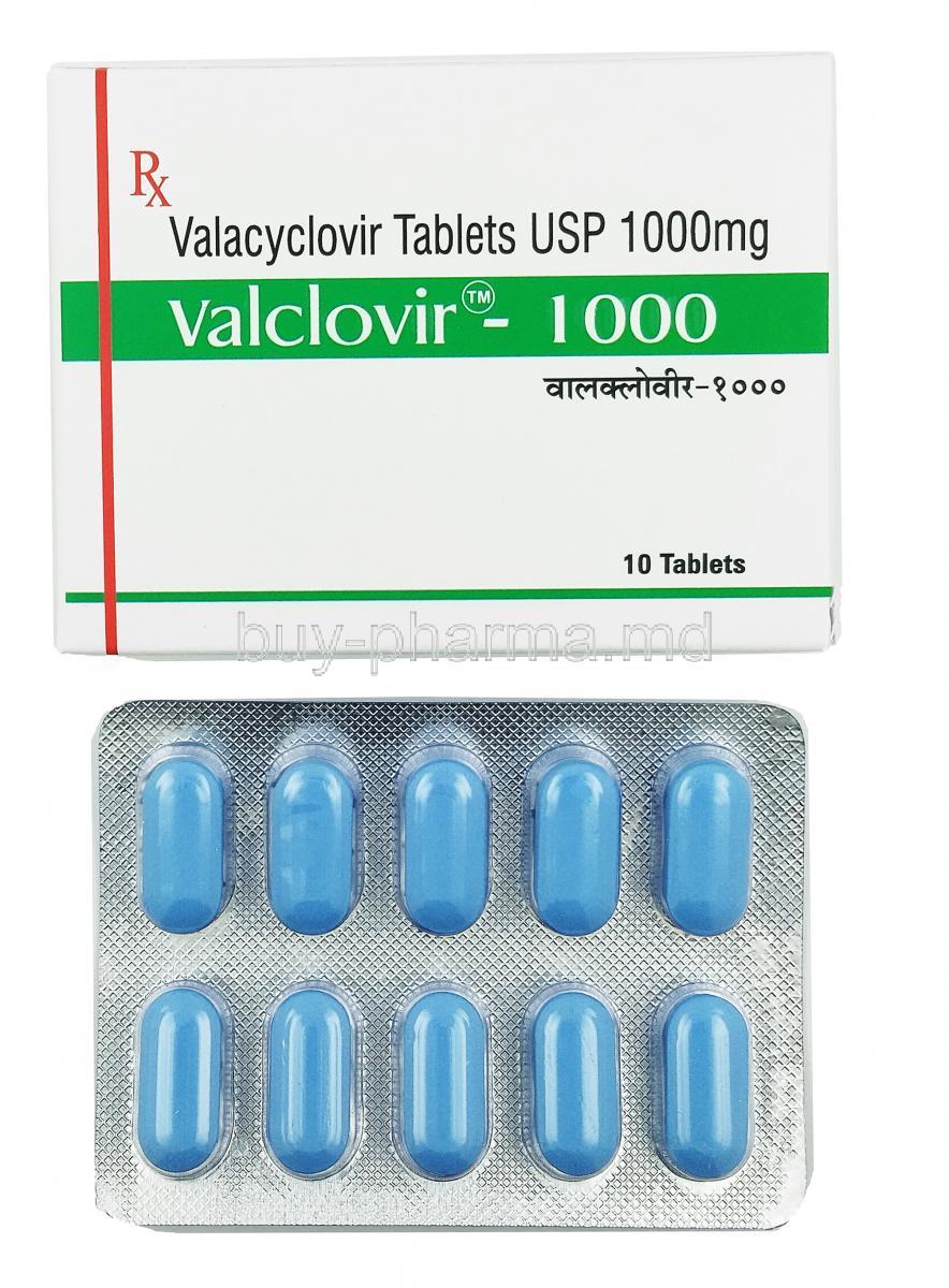 Valclovir -1000,  Valacyclovir, Box sheet