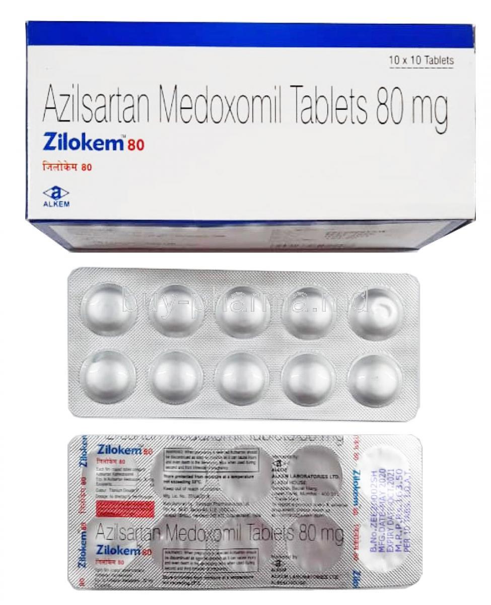 Zilokem, Azilsartan Medoxomil 40mg box and tablet