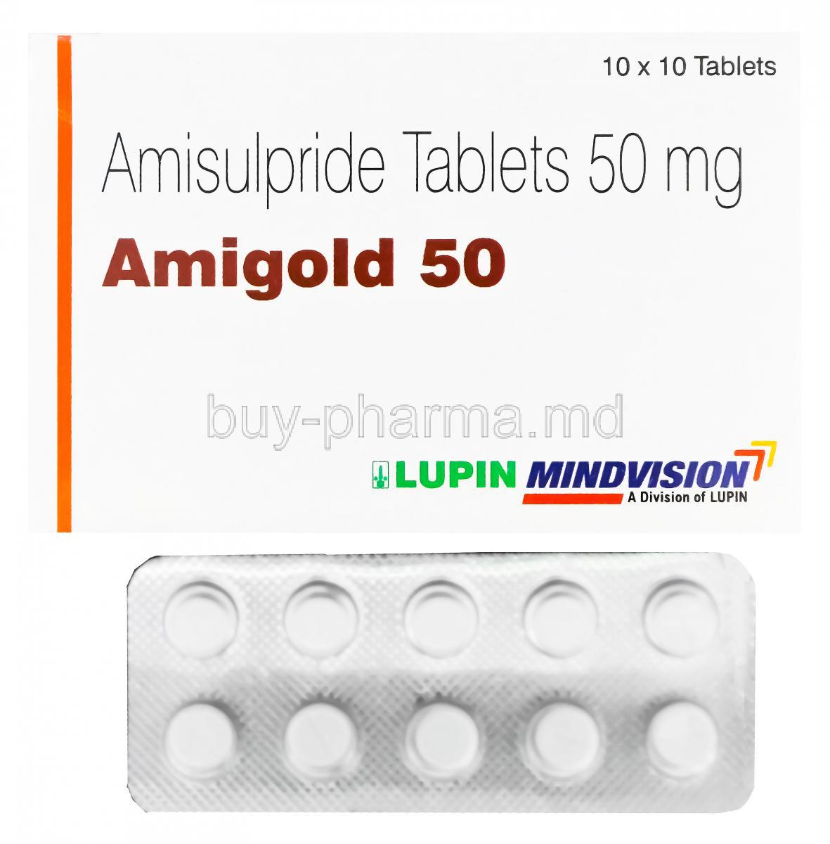 Amigold 50, Generic Solian, Amisulpride 50mg