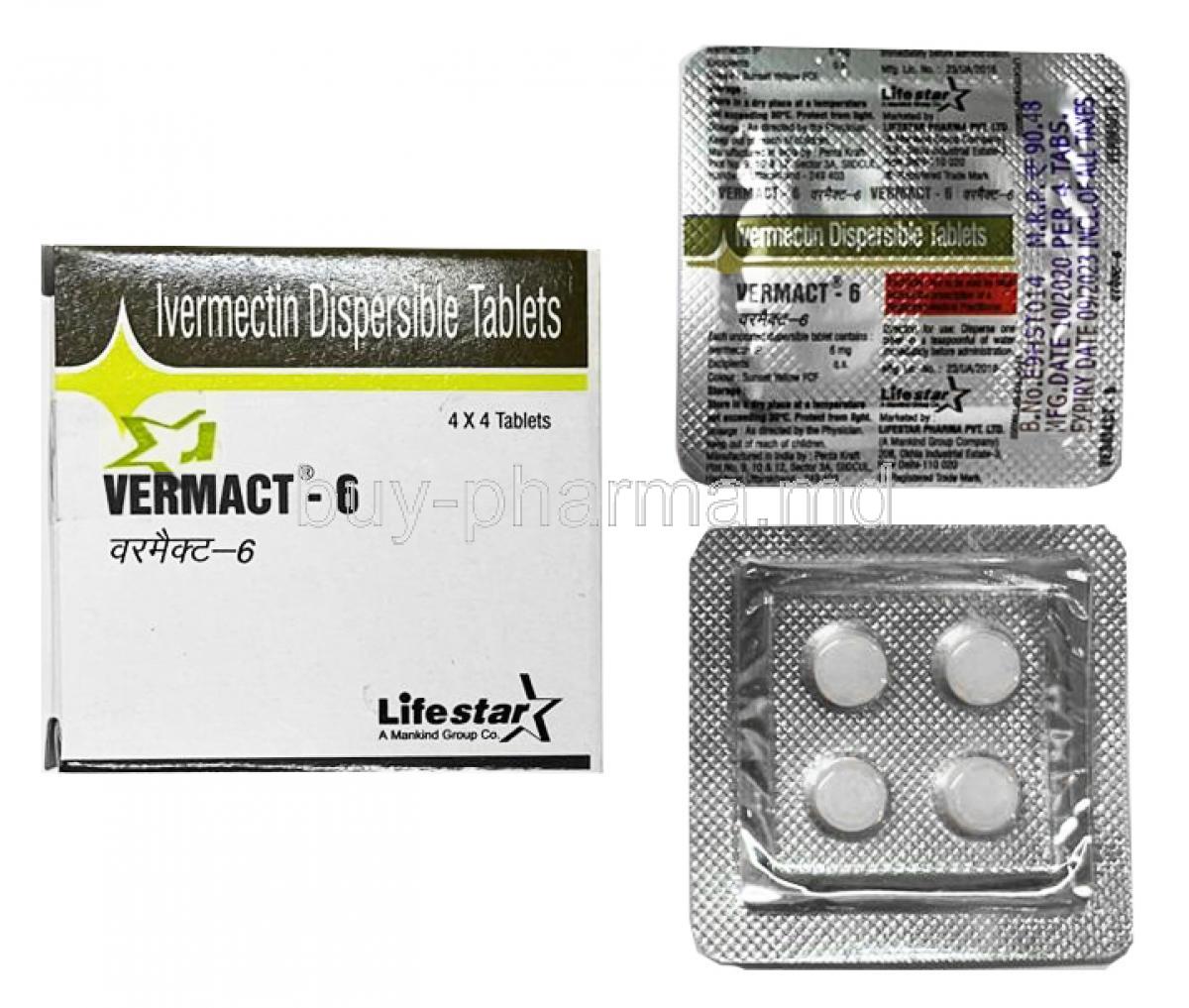 Vermact, Ivermectin 6mg box and tablets