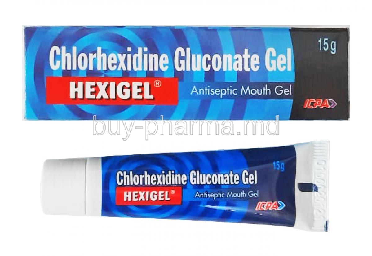 Hexigel Mouth Gel, Chlorhexidine 1% box and tube