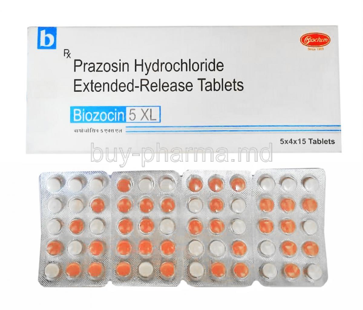 Biozocin, Pprazosin 5mg box and tablet
