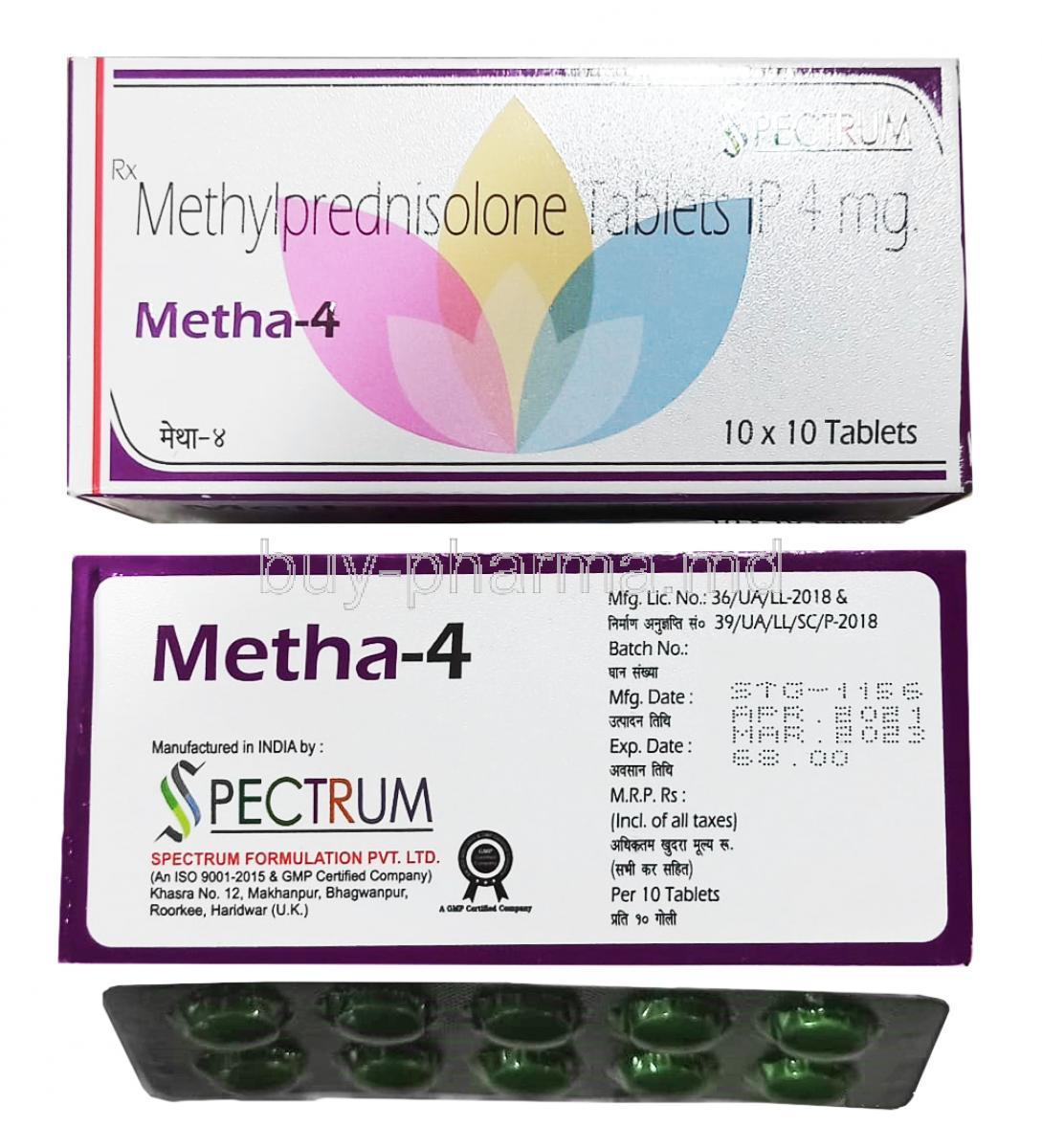 Metha, Methylprednisolone 4mg box and tablet
