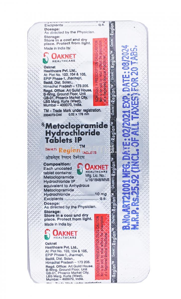 Reglan, Metoclopramide 10 mg tablet back