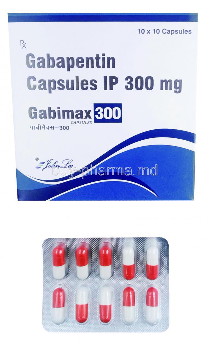 Gabimax 300, Gabapentin, 300mg, Box,Blister pack front presentation