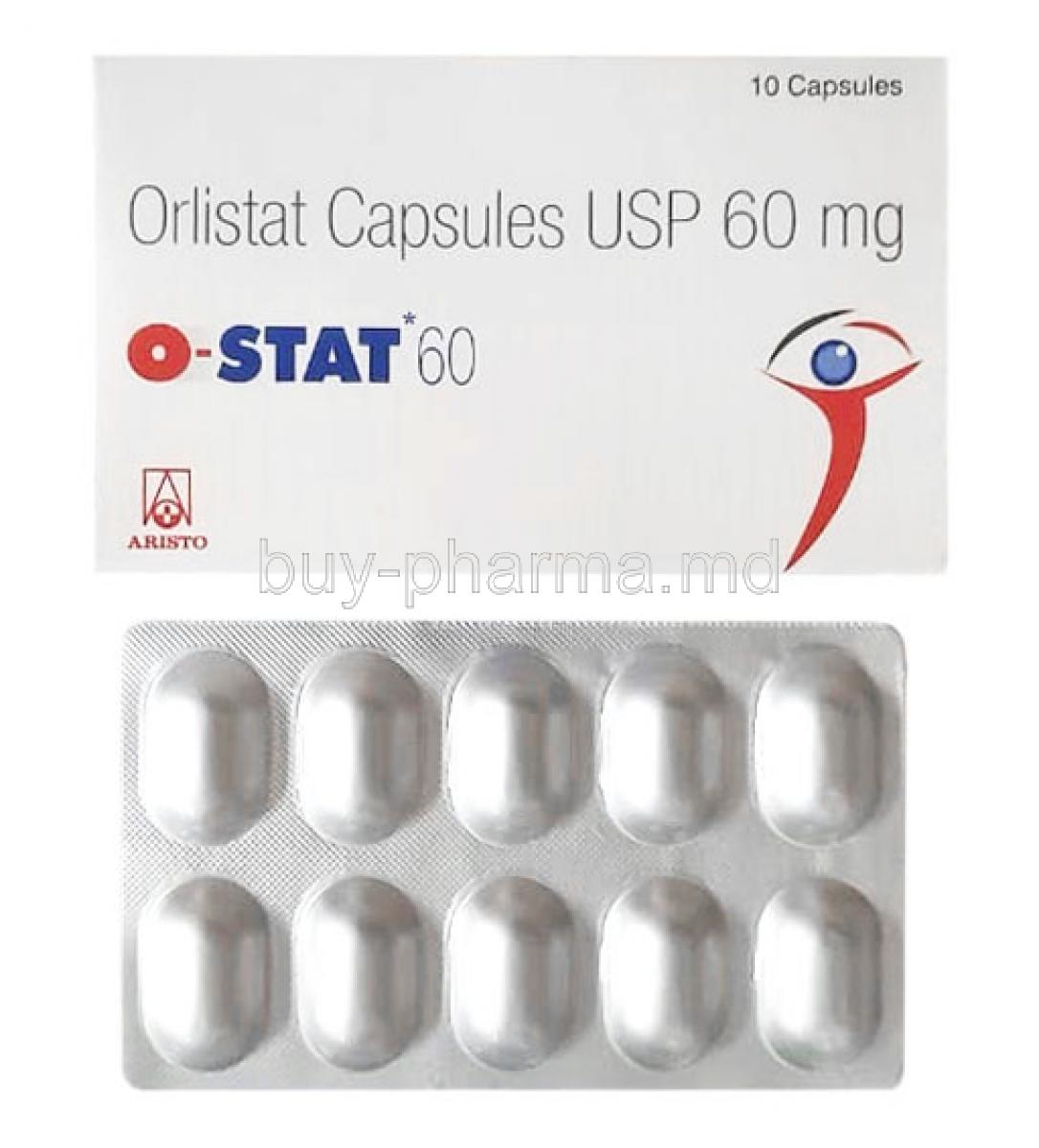 O-Stat 60, Orlistat 60mg, Aristo Pharmaceuticals, Box, Blisterpack