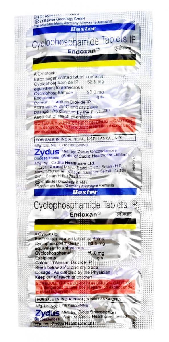 Endoxan, Cyclophosphamide 50 mg, Zydus Cadila, Sheet information