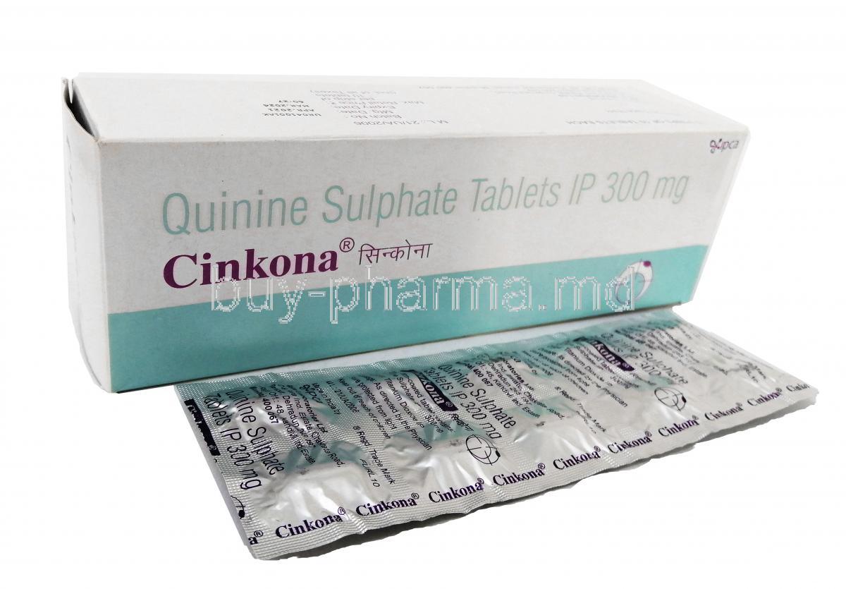 Cinkona, Quinine Sulphate 300mg, 100 Tab, box, sheet information