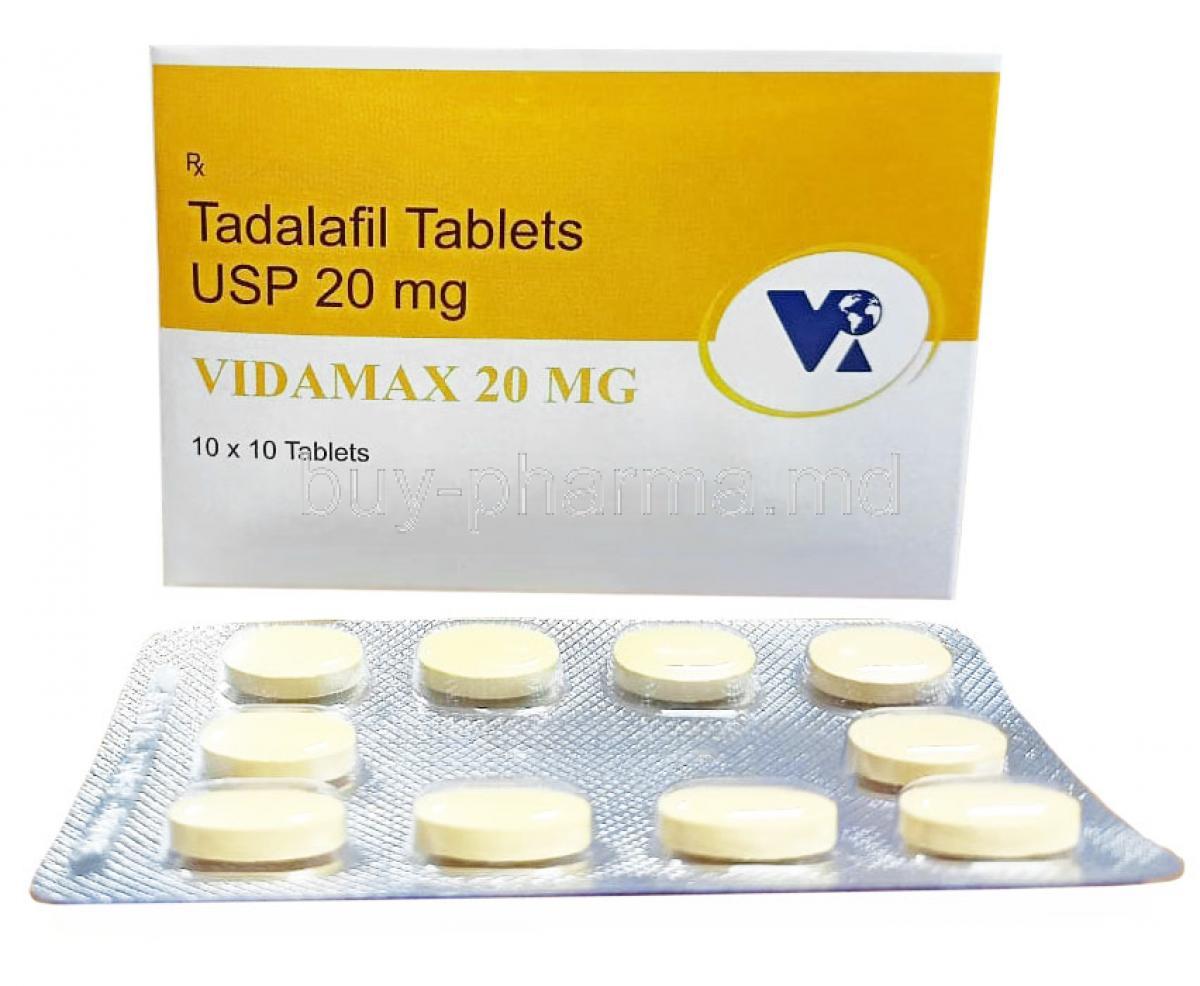 Vidamax,Tadalafil 20mg, VEA Impex, Box and Blisterpack