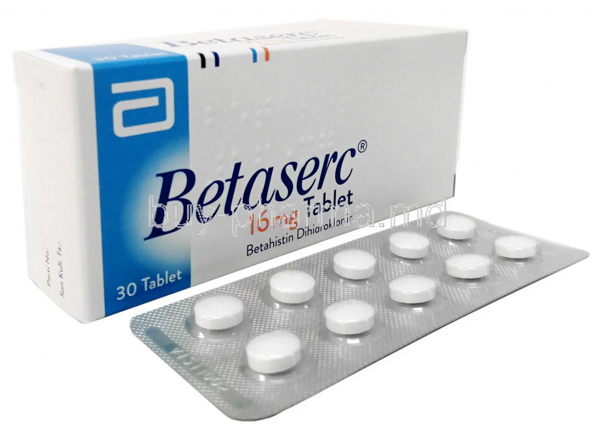 Betaserc, Betahistine 16mg, Abbott, Box, blisterpack