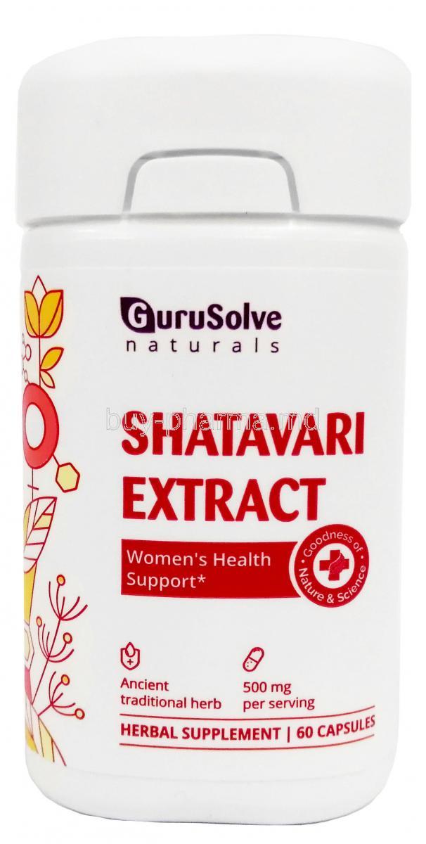 Shatavari Extract, 500mg,60caps, Gurusolve Naturals Inc, Bottle