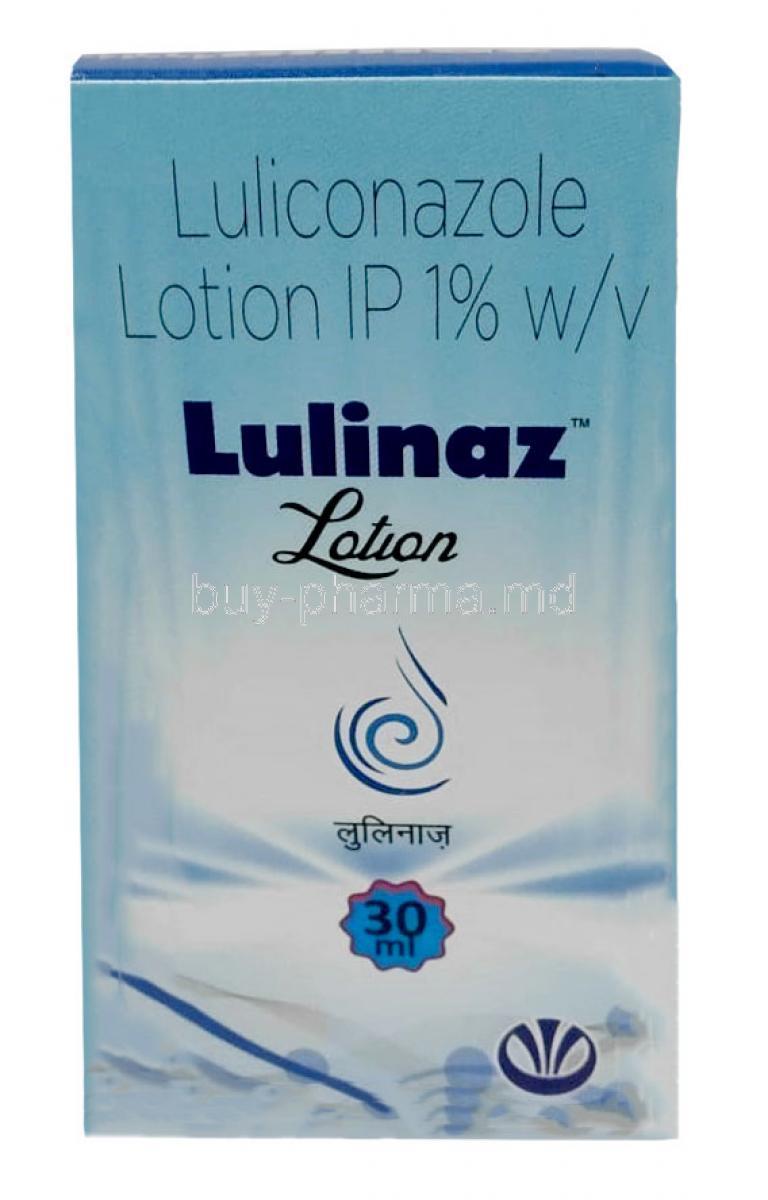 Lulinaz  Lotion, Luliconazole 1% w/v, Lotion 30mL, Smayan Healthcare, Front view