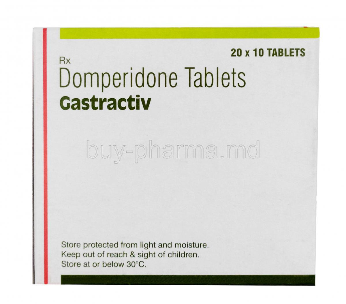 Gastractiv, Domperidone 10 mg,Johnson & Johnson, Box front view