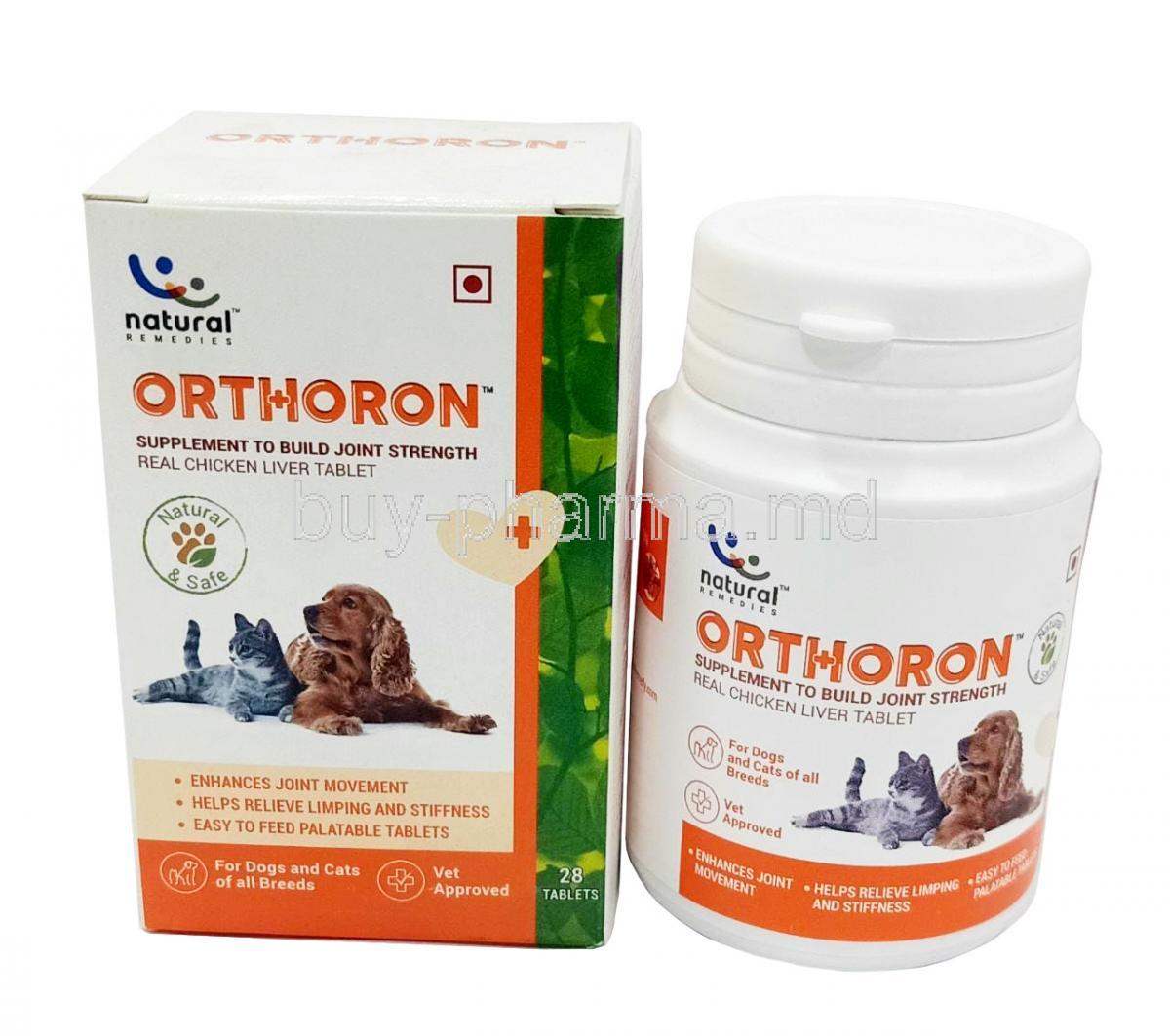 Orthoron, Turmacin, Natural palatant additive, 28 Tablet, Natural Remedies, Box, Bottle