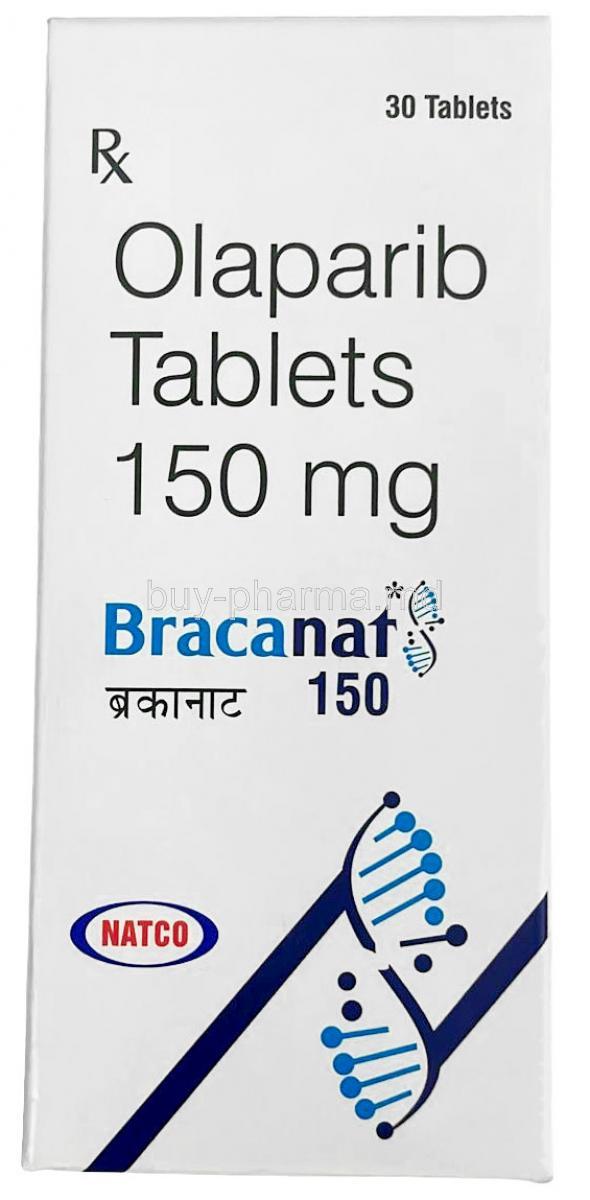 Bracanat 100, Olaparib 100mg, 30Tablets, Natco Pharma, Box front view