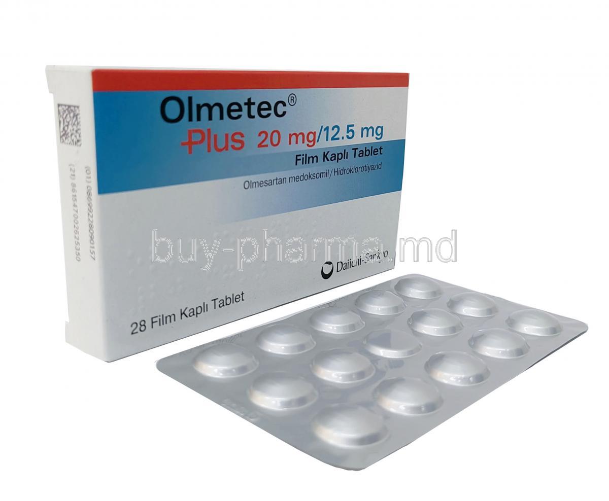 Olmetec Plus,Olmesartan 20 mg, Hydrochlorothiazide 12.5 mg, Tablet, Daiichi-Sankyo, Box, Blisterpack